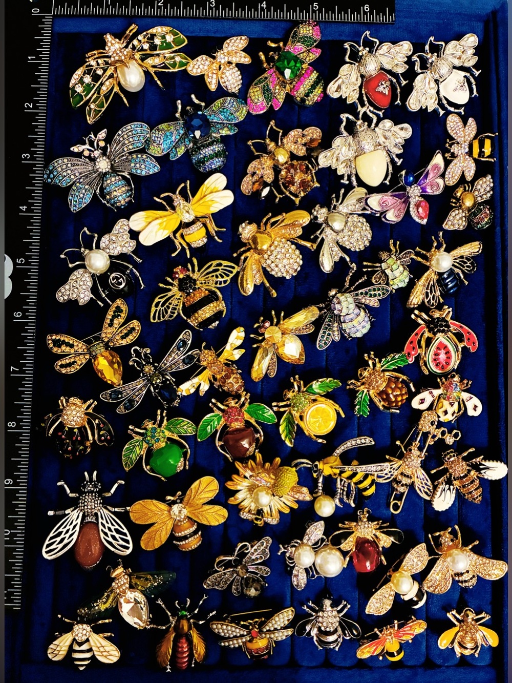 Lot 50 Bee Honeybee Pins Brooches Enamel Crystal Insect Costume Jewelry